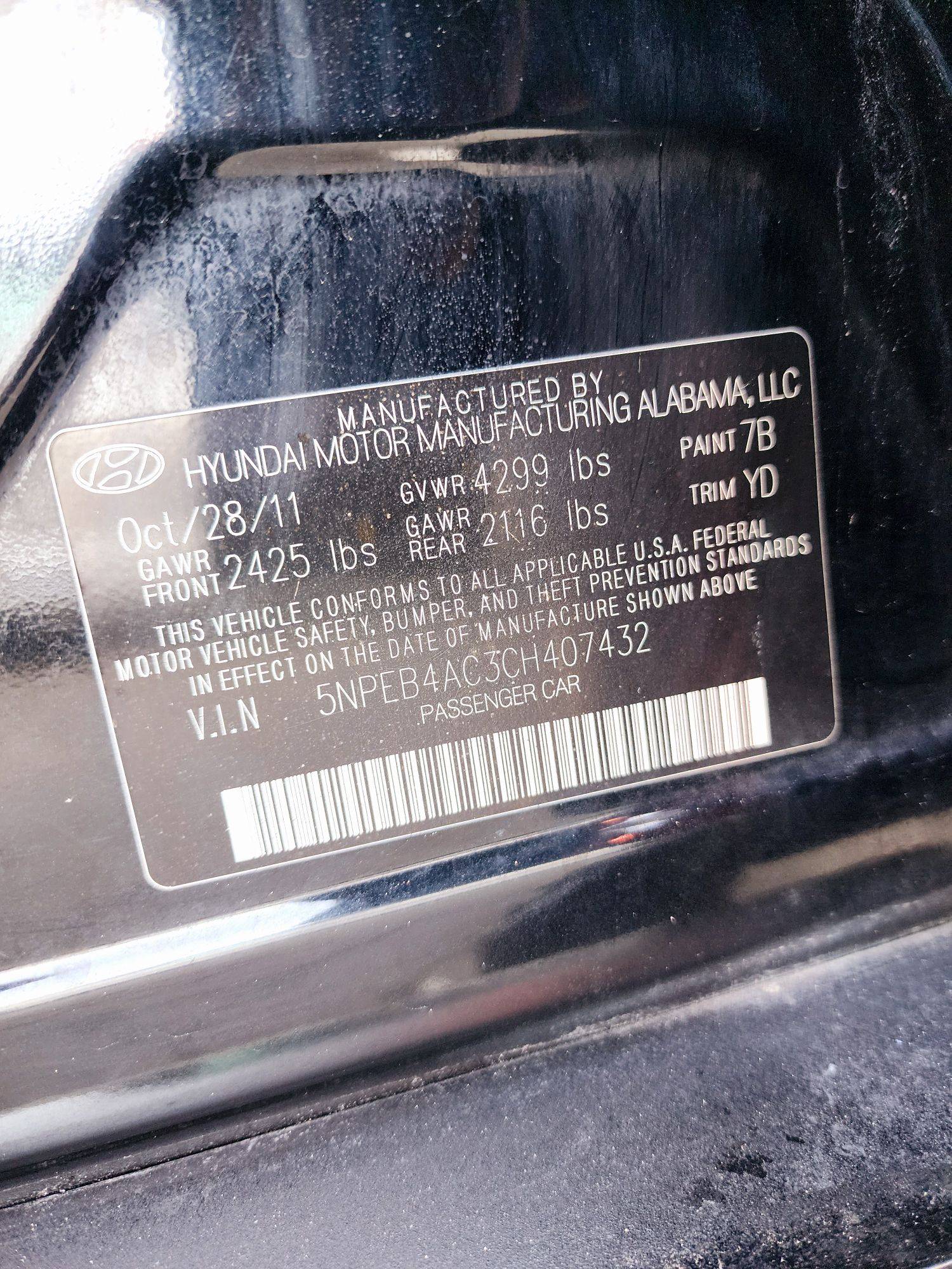 2012 HYUNDAI SONATA — 174474 Miles — Lot 3CH407432 — Souq - Marhaba Auctions Used Cars - Image 9