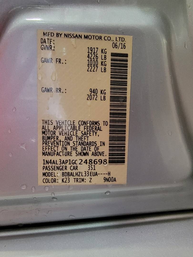 2016 NISSAN ALTIMA — 133914 Miles — Lot C248698 - Marhaba Auctions Used Cars - Image 10