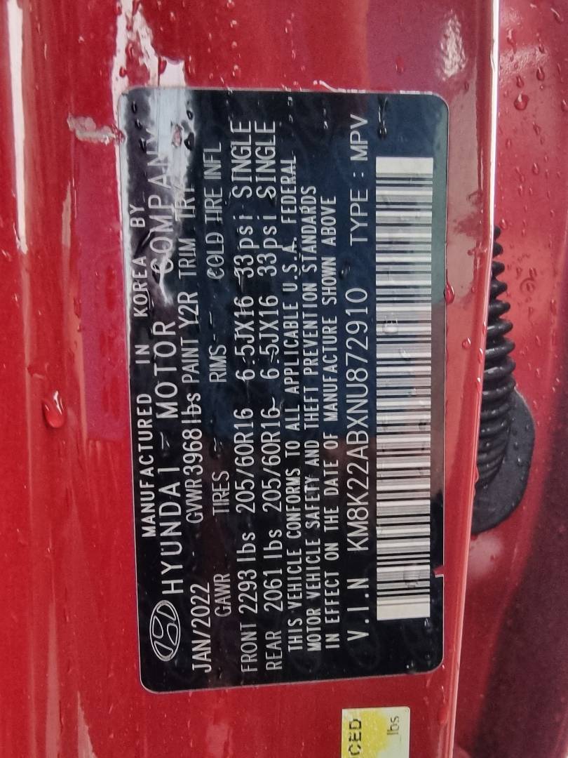 2022 HYUNDAI KONA — 37509 Miles — Lot 72910 — Main - Marhaba Auctions Used Cars - Image 9