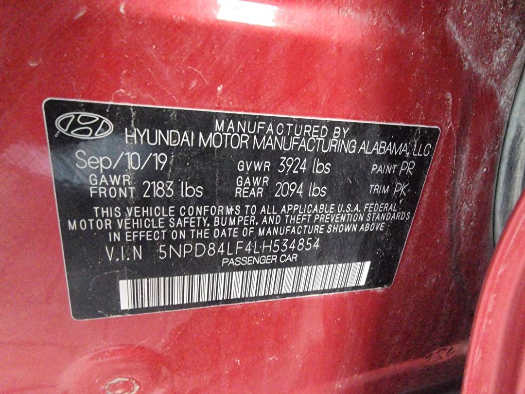 2020 HYUNDAI ELANTRA — 133976 Miles — Lot H534854 — Ind. 12 - Marhaba Auctions Used Cars - Image 8