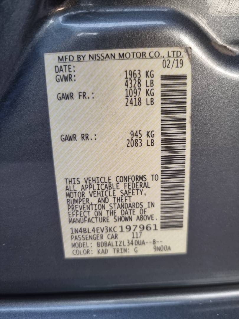 2019 NISSAN ALTIMA — 162083 Miles — Lot 125487 — Main - Marhaba Auctions Used Cars - Image 10