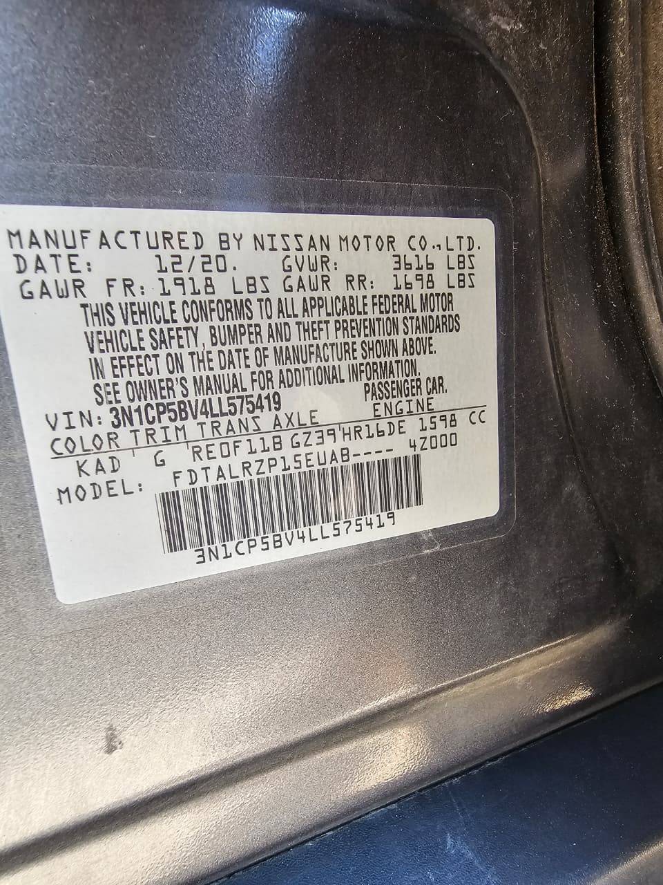 2020 NISSAN KICKS — 165617 Miles — Lot L575419 — Souq - Marhaba Auctions Used Cars - Image 10