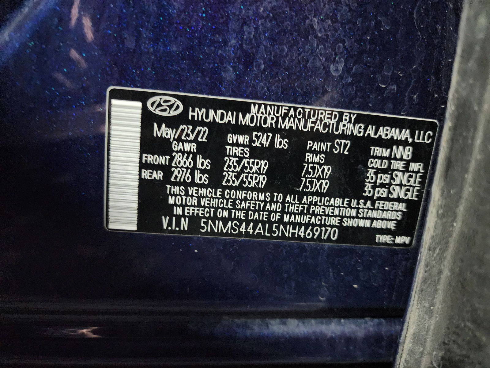 2022 HYUNDAI SANTA FE — 51653 Miles — Lot 469170 — Al Quoz - Marhaba Auctions Used Cars - Image 11