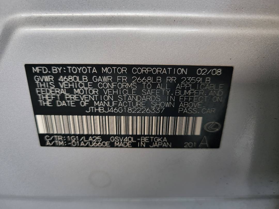 2008 LEXUS ES 350 — 218371 Miles — Lot 71112813 - Marhaba Auctions Used Cars - Image 9