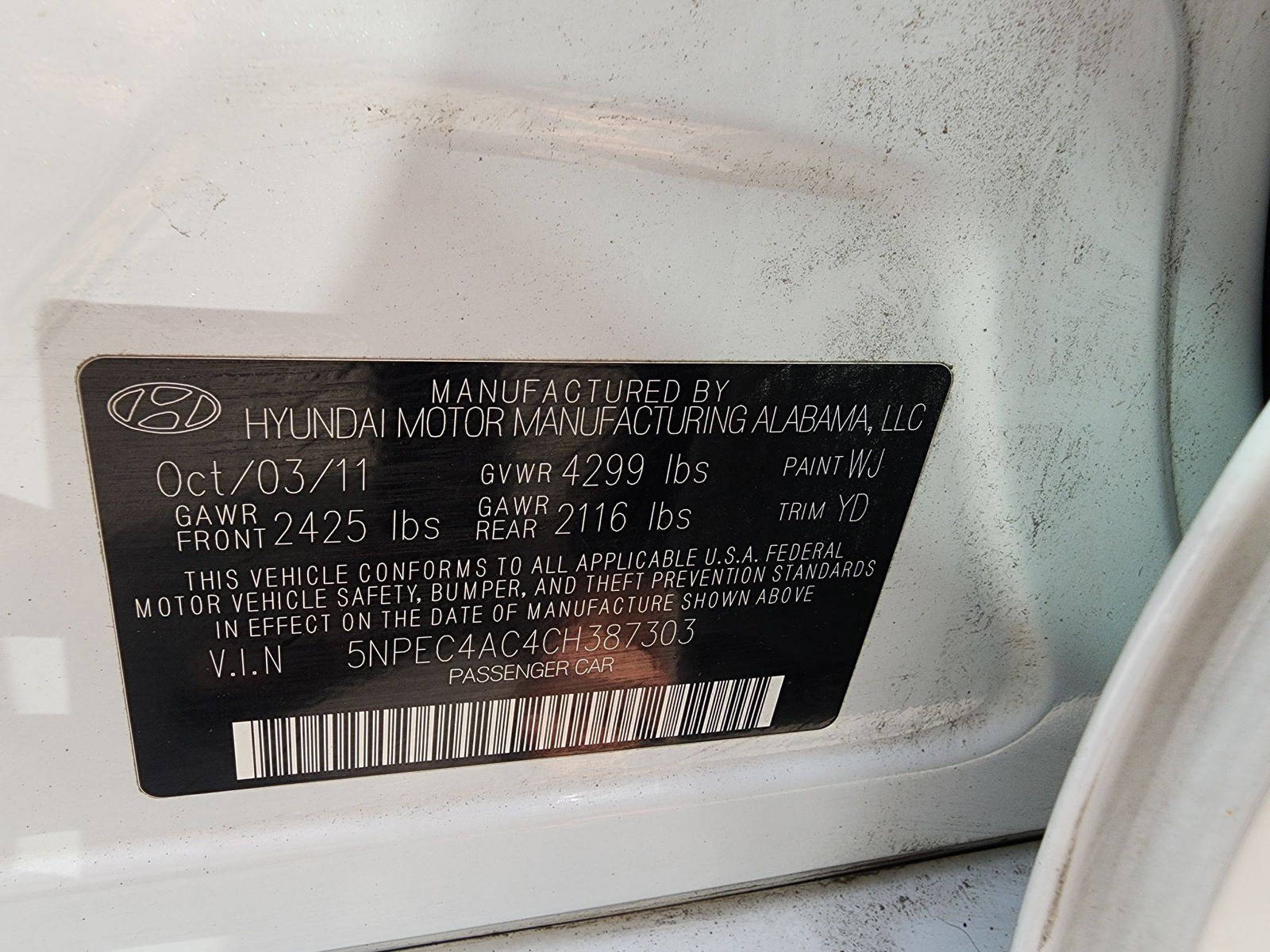 2012 HYUNDAI SONATA — 168658 Miles — Lot 78357723 - Marhaba Auctions Used Cars - Image 11