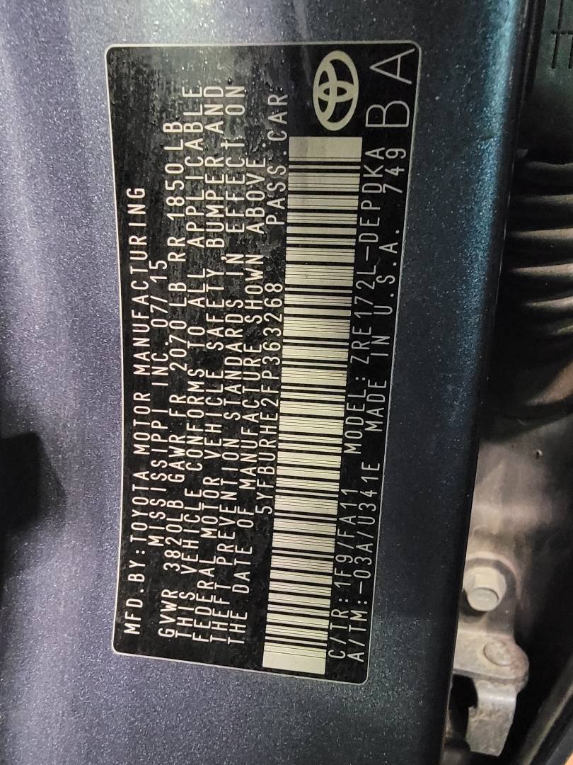 2015 TOYOTA COROLLA — 209861 Miles — Lot E2FP363268 — Main - Marhaba Auctions Used Cars - Image 9