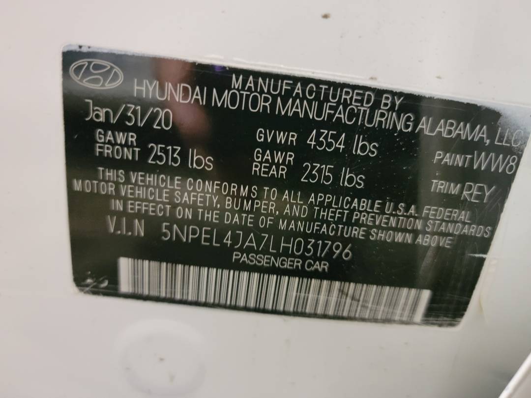 2020 HYUNDAI SONATA — 44792 Miles — Lot LH031796 - Marhaba Auctions Used Cars - Image 8