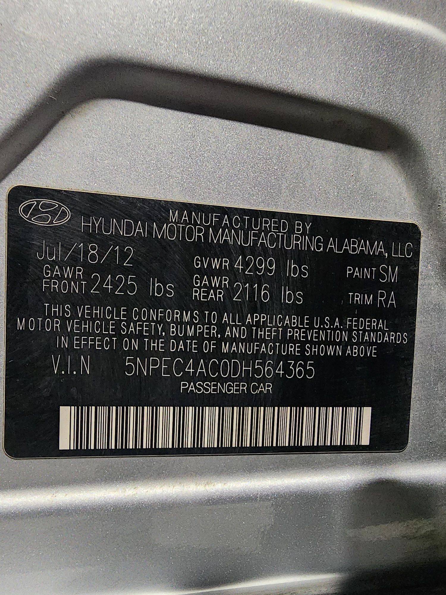 2013 HYUNDAI SONATA — 203255 Miles — Lot 86969384 — Al Quoz - Marhaba Auctions Used Cars - Image 10