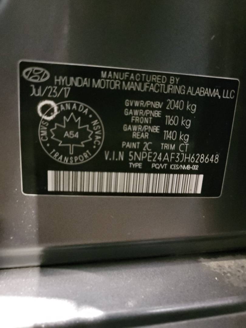 2018 HYUNDAI SONATA — 184374 KM — Lot JH628648 — Main - Marhaba Auctions Used Cars - Image 9