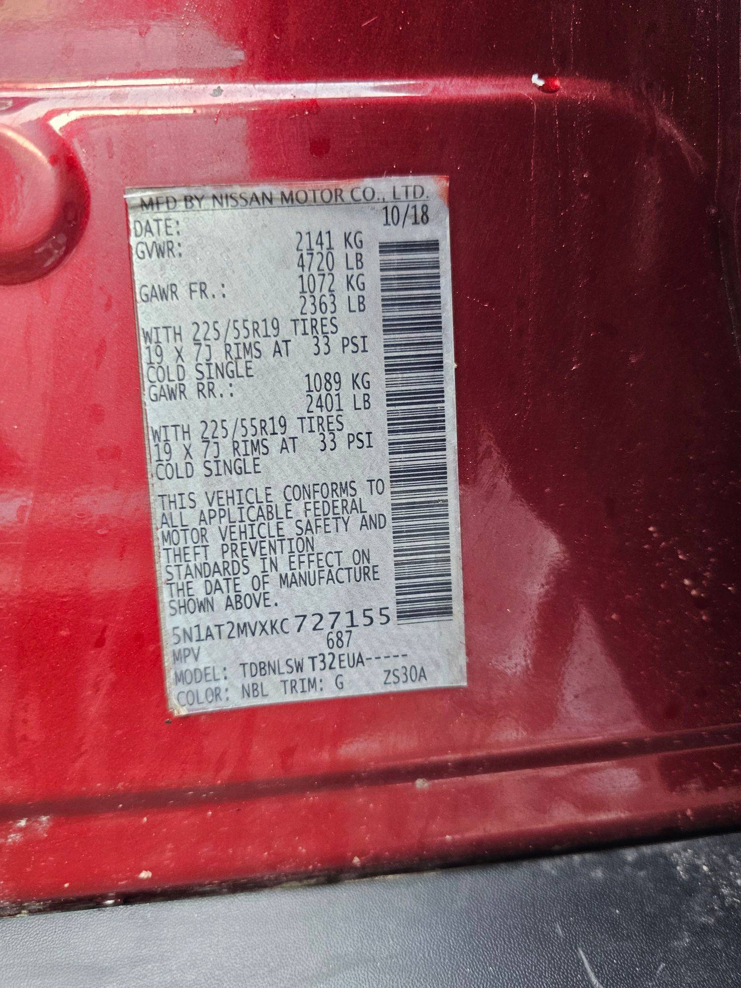 2019 NISSAN ROGUE — 197995 Miles — Lot XKC727155 — Souq - Marhaba Auctions Used Cars - Image 20