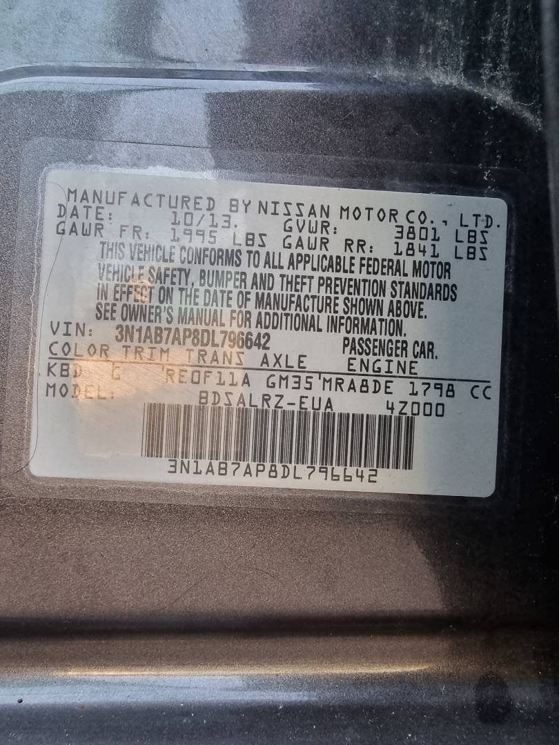2013 NISSAN SENTRA — 154369 Miles — Lot 125487 — Ind. 12 - Marhaba Auctions Used Cars - Image 10