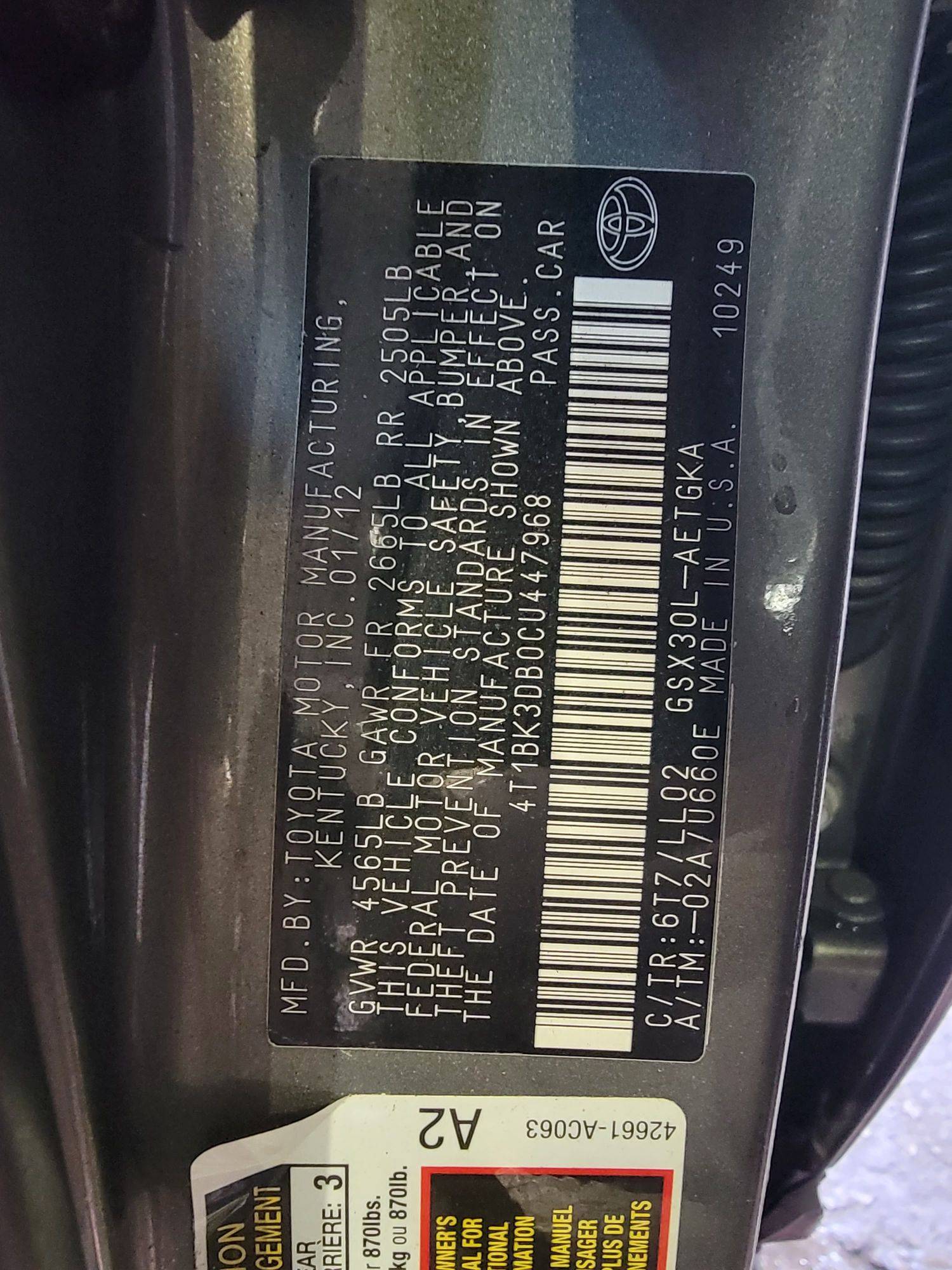 TOYOTA AVALON 2012 - Marhaba Auction Used Cars - Image 11