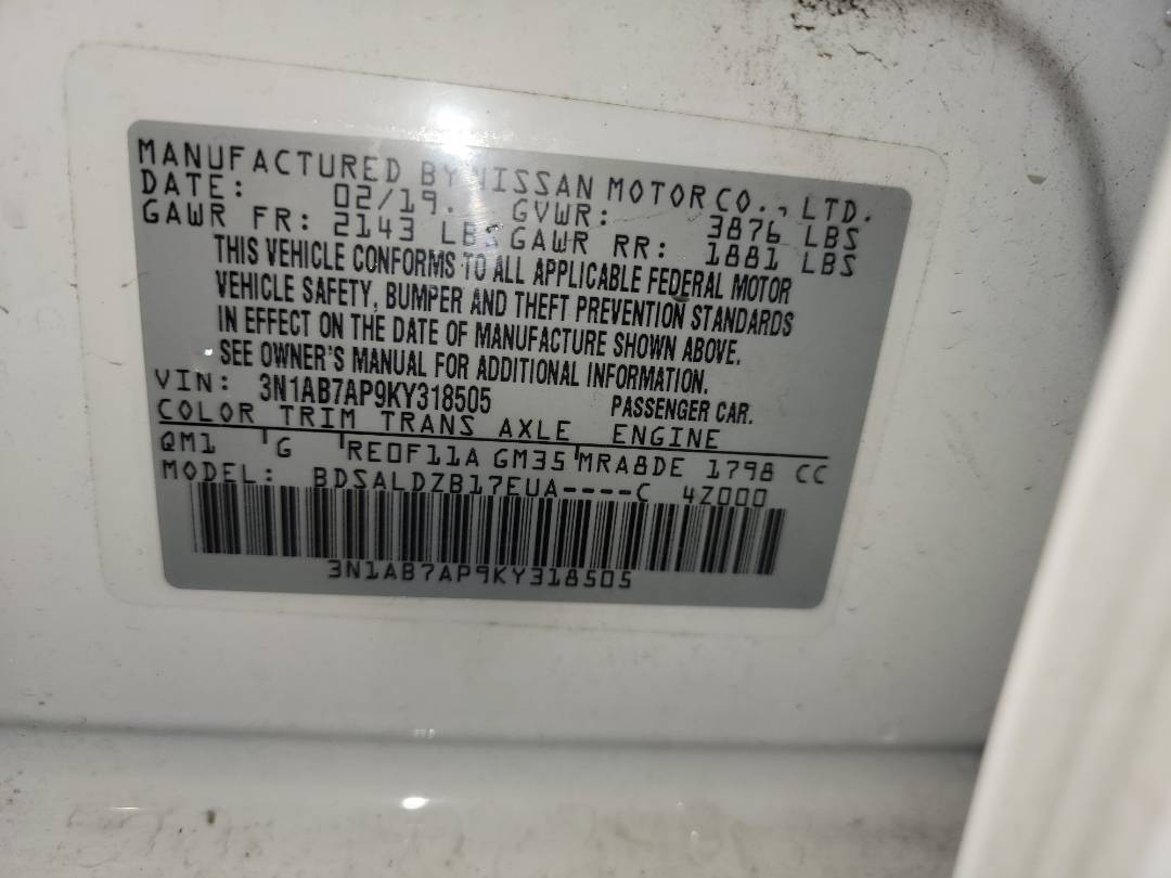2019 NISSAN SENTRA — 77861 Miles — Lot 74779683 - Marhaba Auctions Used Cars - Image 10