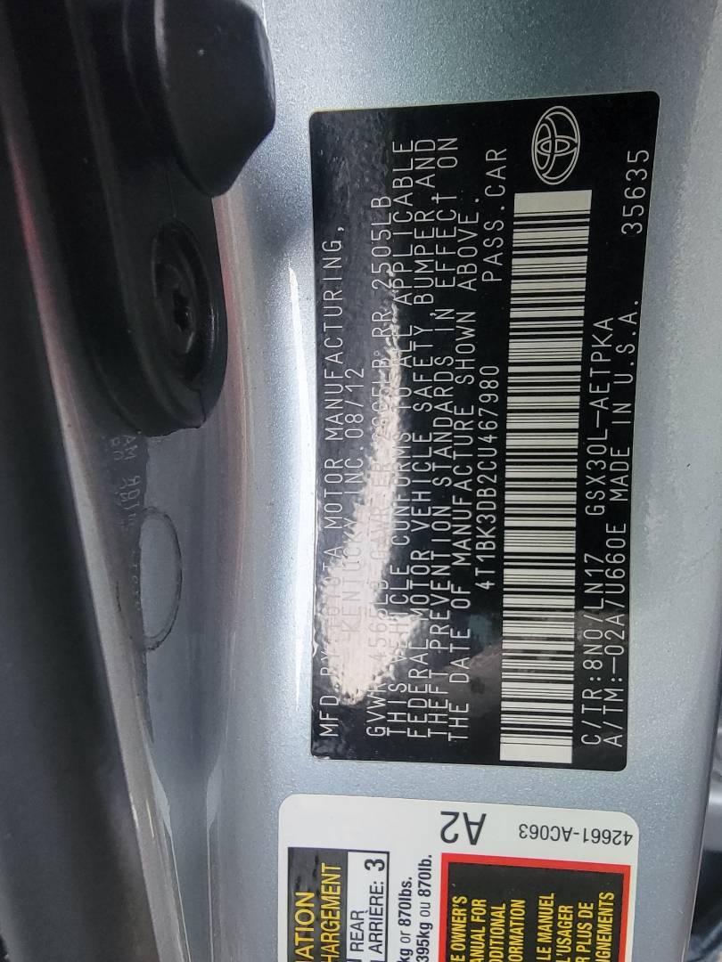 2012 TOYOTA AVALON — 152829 Miles — Lot 42565164 — Main - Marhaba Auctions Used Cars - Image 11