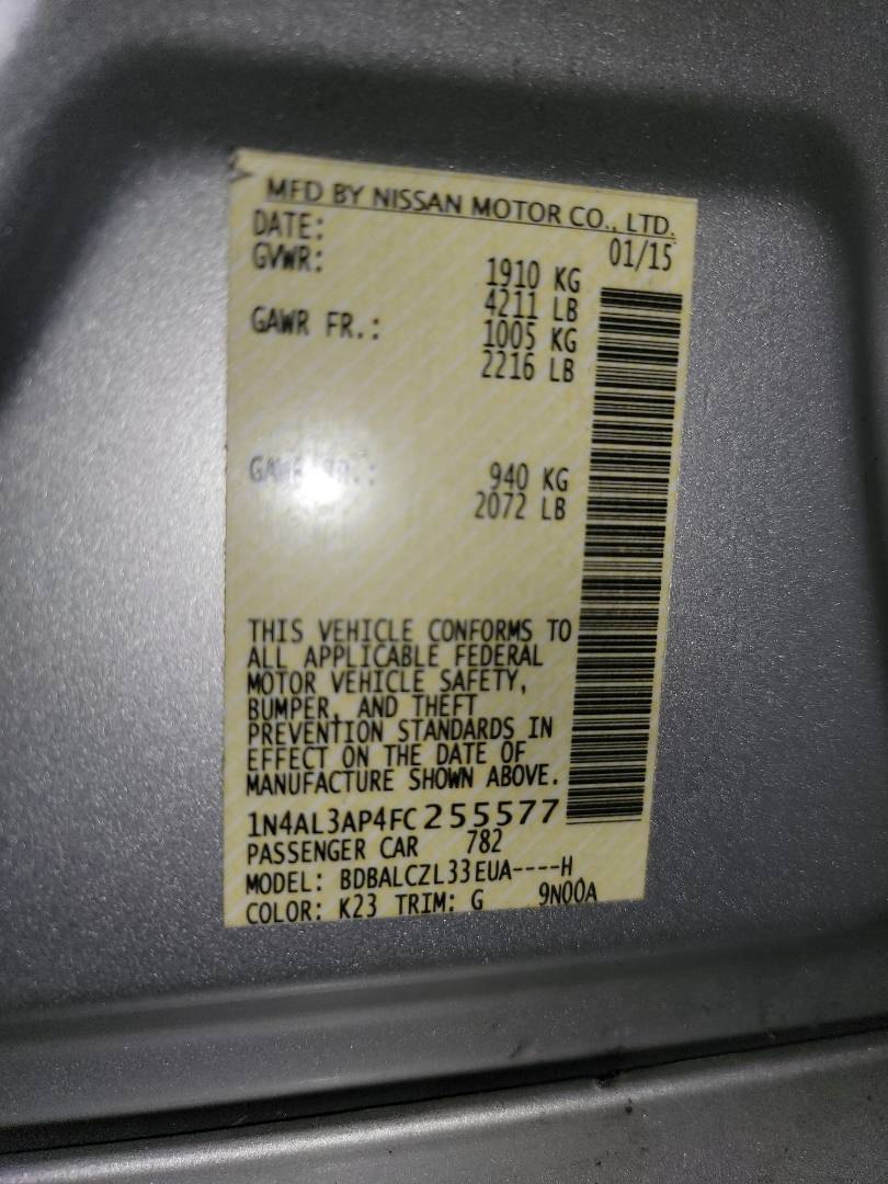 2015 NISSAN ALTIMA — 140364 Miles — Lot 72211233 - Marhaba Auctions Used Cars - Image 10