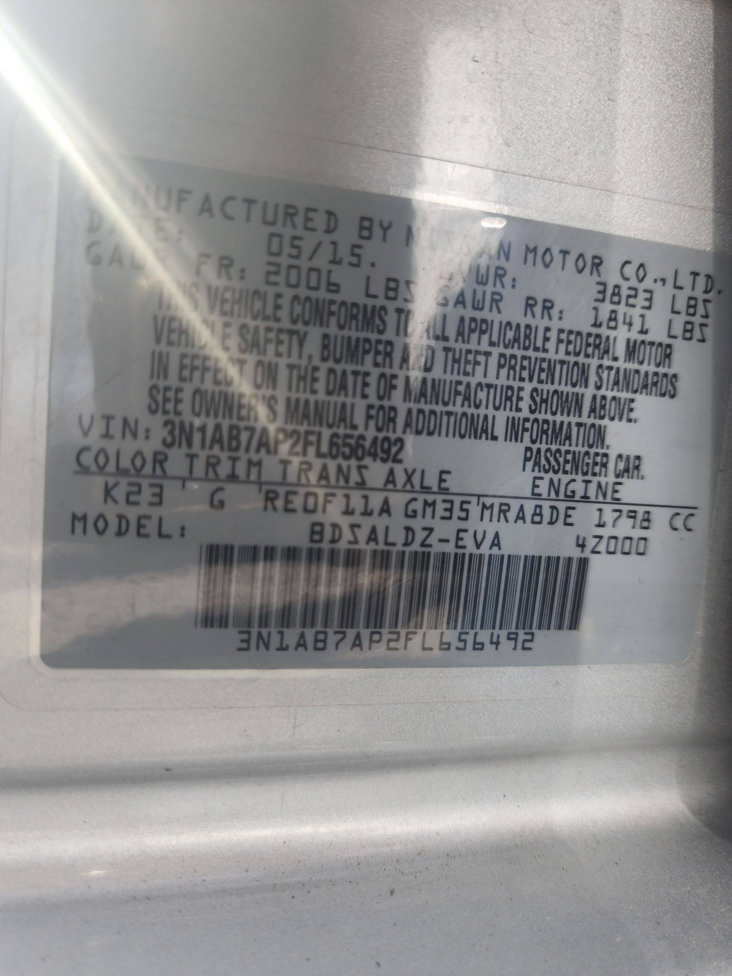 2015 NISSAN SENTRA — 203596 Miles — Lot 63889383 - Marhaba Auctions Used Cars - Image 3