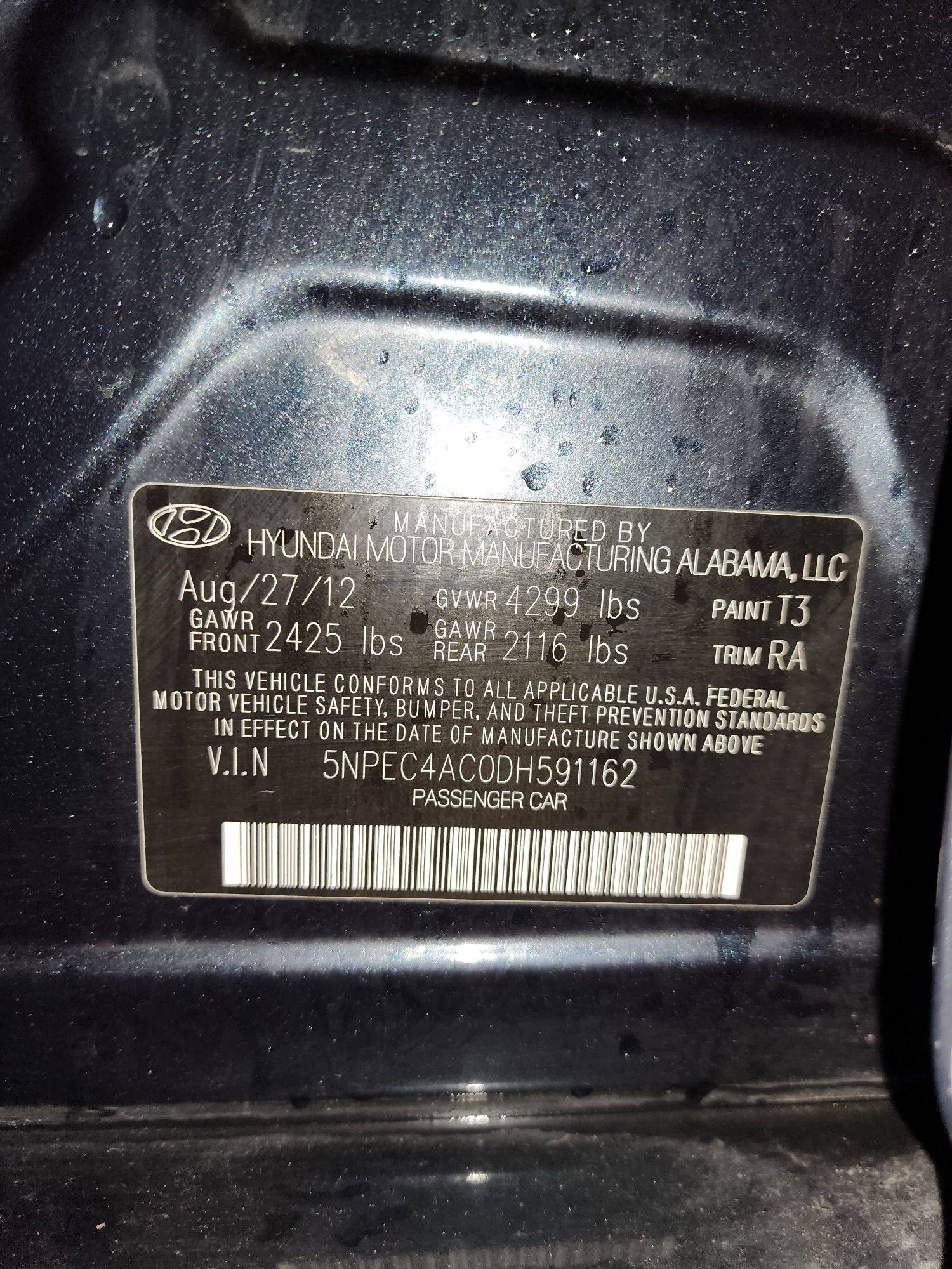 2013 HYUNDAI SONATA — 250512 Miles — Lot 55131844 — Souq - Marhaba Auctions Used Cars - Image 9