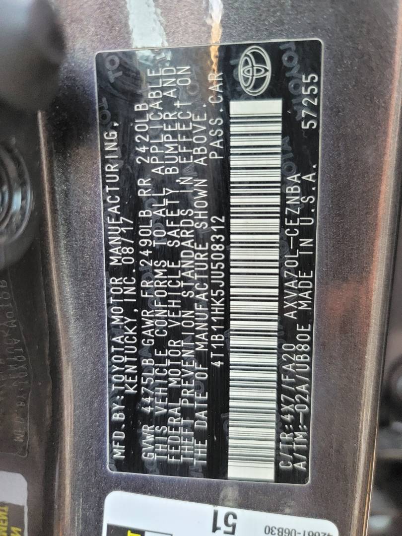 2018 TOYOTA CAMRY — 117122 Miles — Lot 81626253 — Main - Marhaba Auctions Used Cars - Image 9