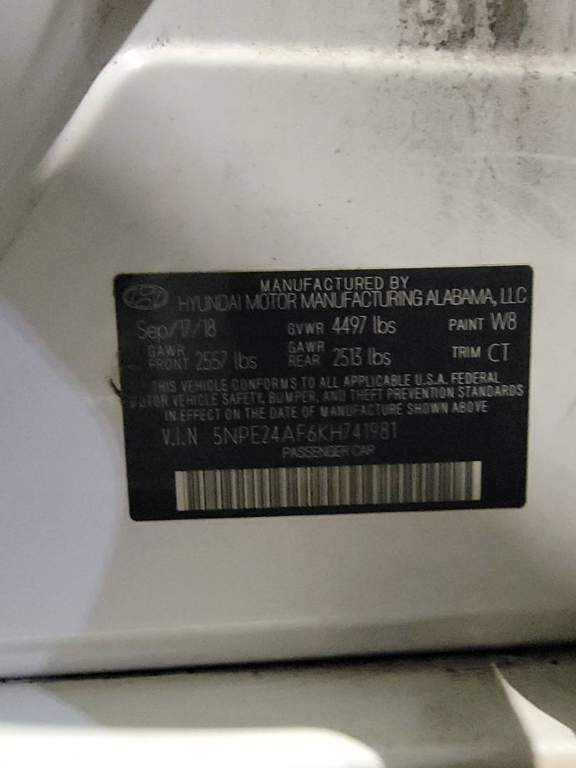 2019 HYUNDAI SONATA — 110625 Miles — Lot H741981 — Main - Marhaba Auctions Used Cars - Image 9