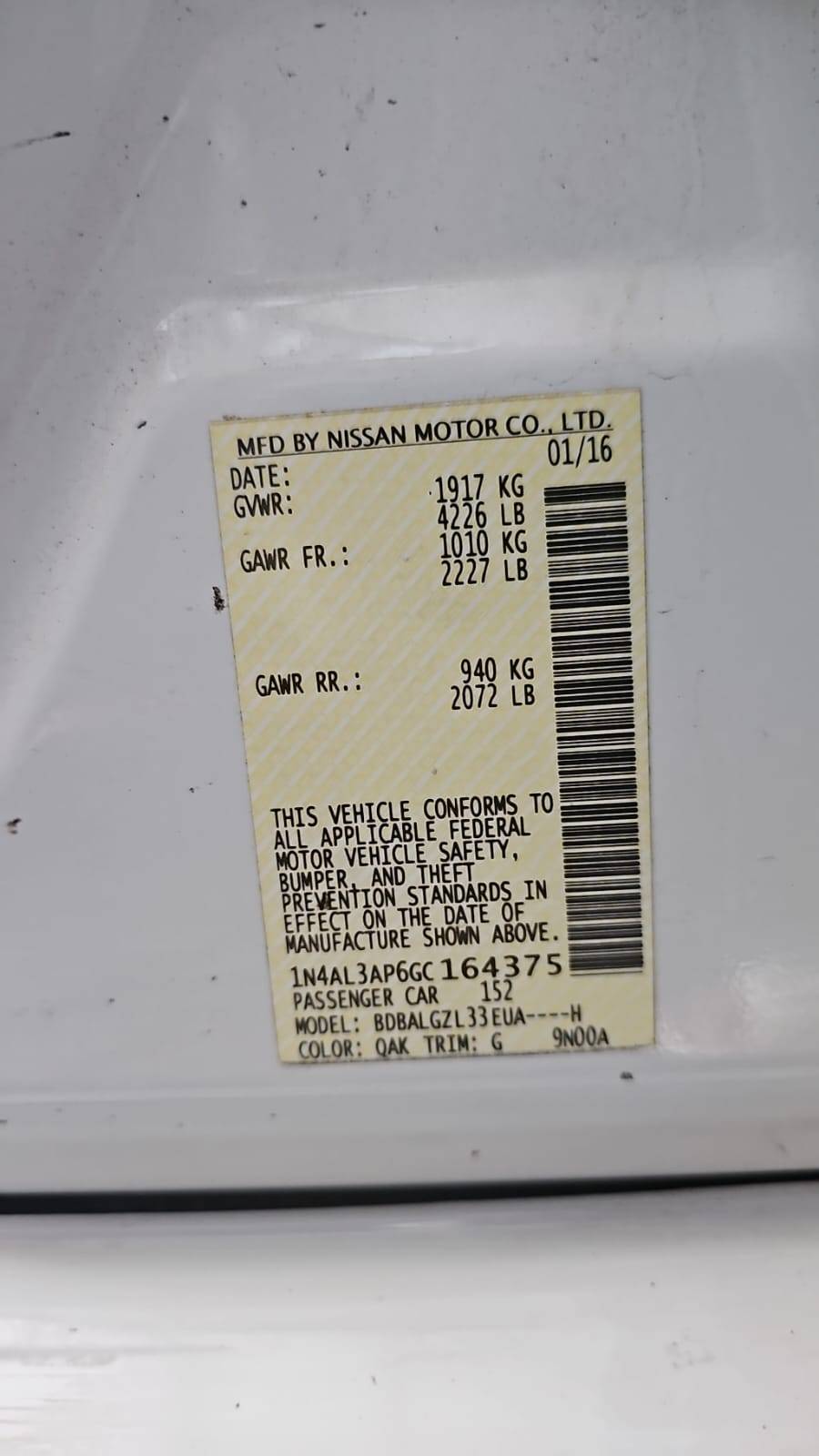 NISSAN ALTIMA 2016 - Marhaba Auction Used Cars - Image 3