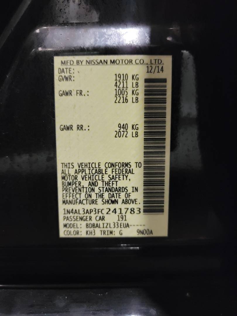2015 NISSAN ALTIMA — 237276 Miles — Lot 44621204 — Main - Marhaba Auctions Used Cars - Image 10