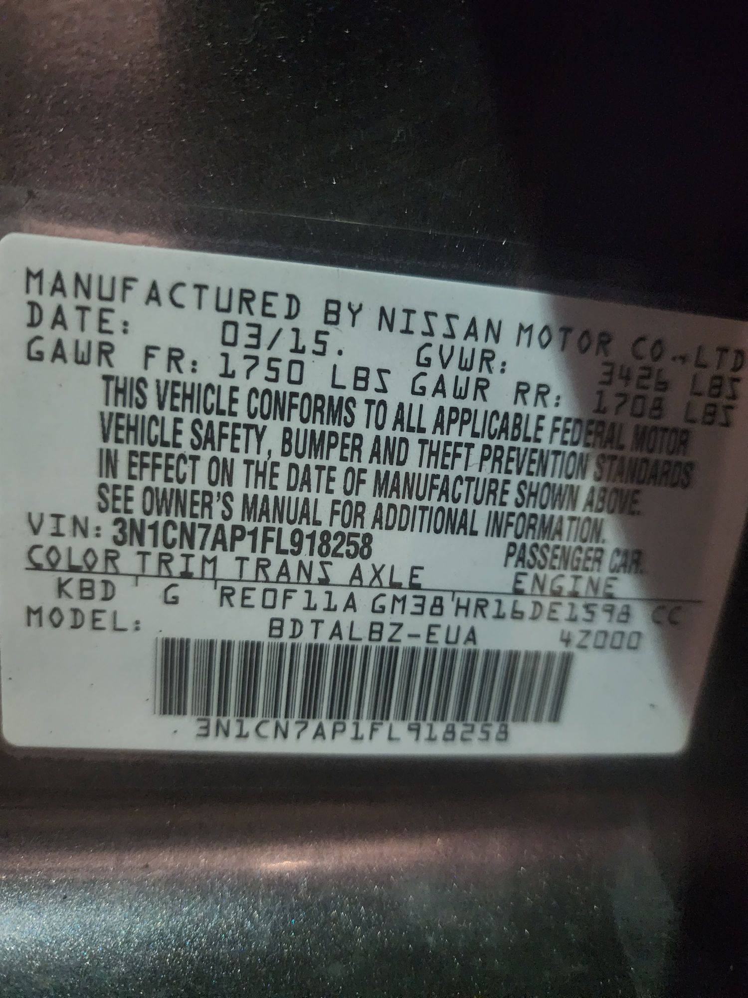 2015 NISSAN VERSA — 129906 Miles — Lot 70699633 - Marhaba Auctions Used Cars - Image 3