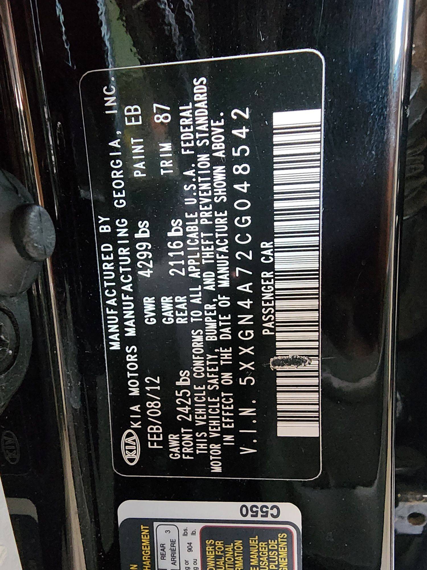 2012 KIA OPTIMA — 260145 Miles — Lot 48542 — Souq - Marhaba Auctions Used Cars - Image 10