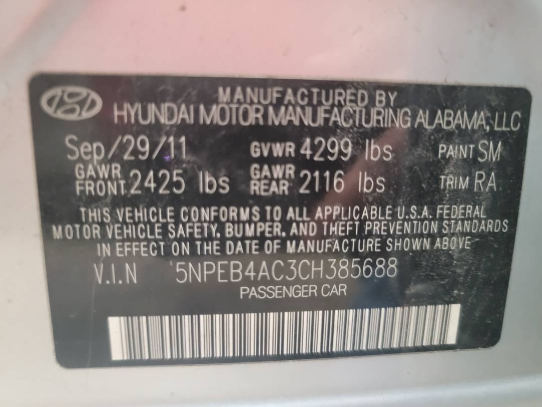 2012 HYUNDAI SONATA — 109756 Miles — Lot H385688 - Marhaba Auctions Used Cars - Image 10