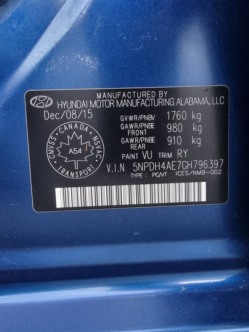 2016 HYUNDAI ELANTRA — 83492 KM — Lot 214578 — Ind. 12 - Marhaba Auctions Used Cars - Image 9