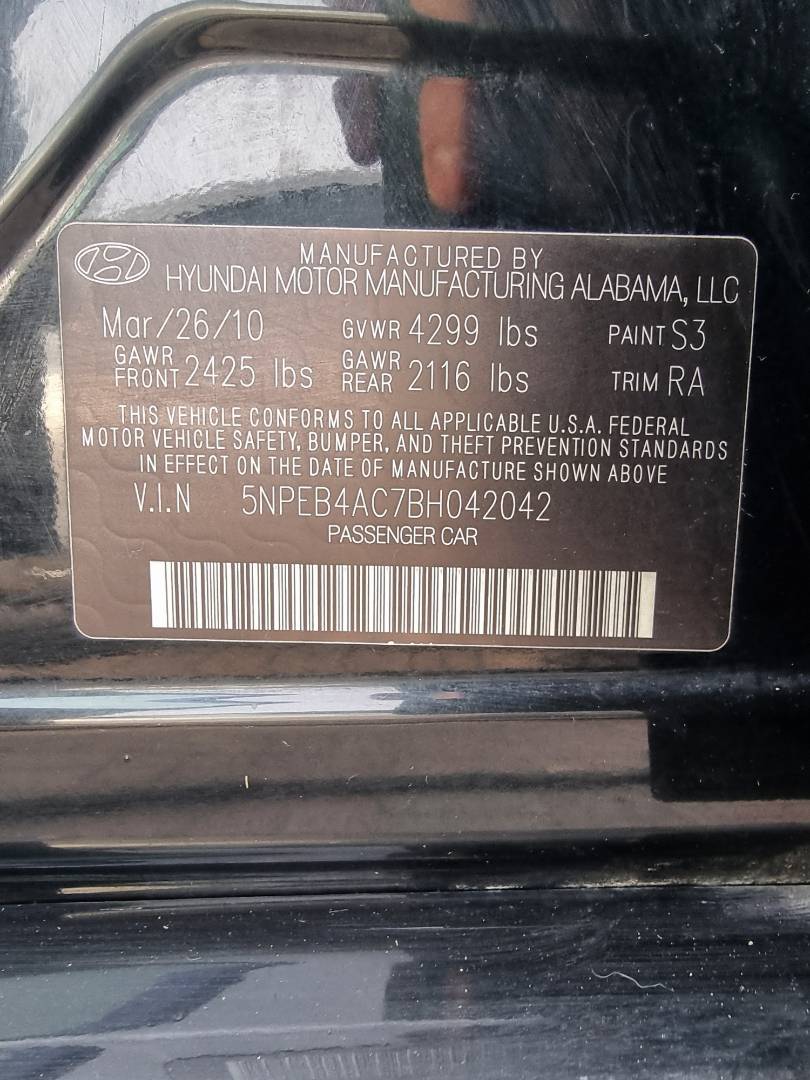 2011 HYUNDAI SONATA — 118463 Miles — Lot 214587 — Ind. 12 - Marhaba Auctions Used Cars - Image 9