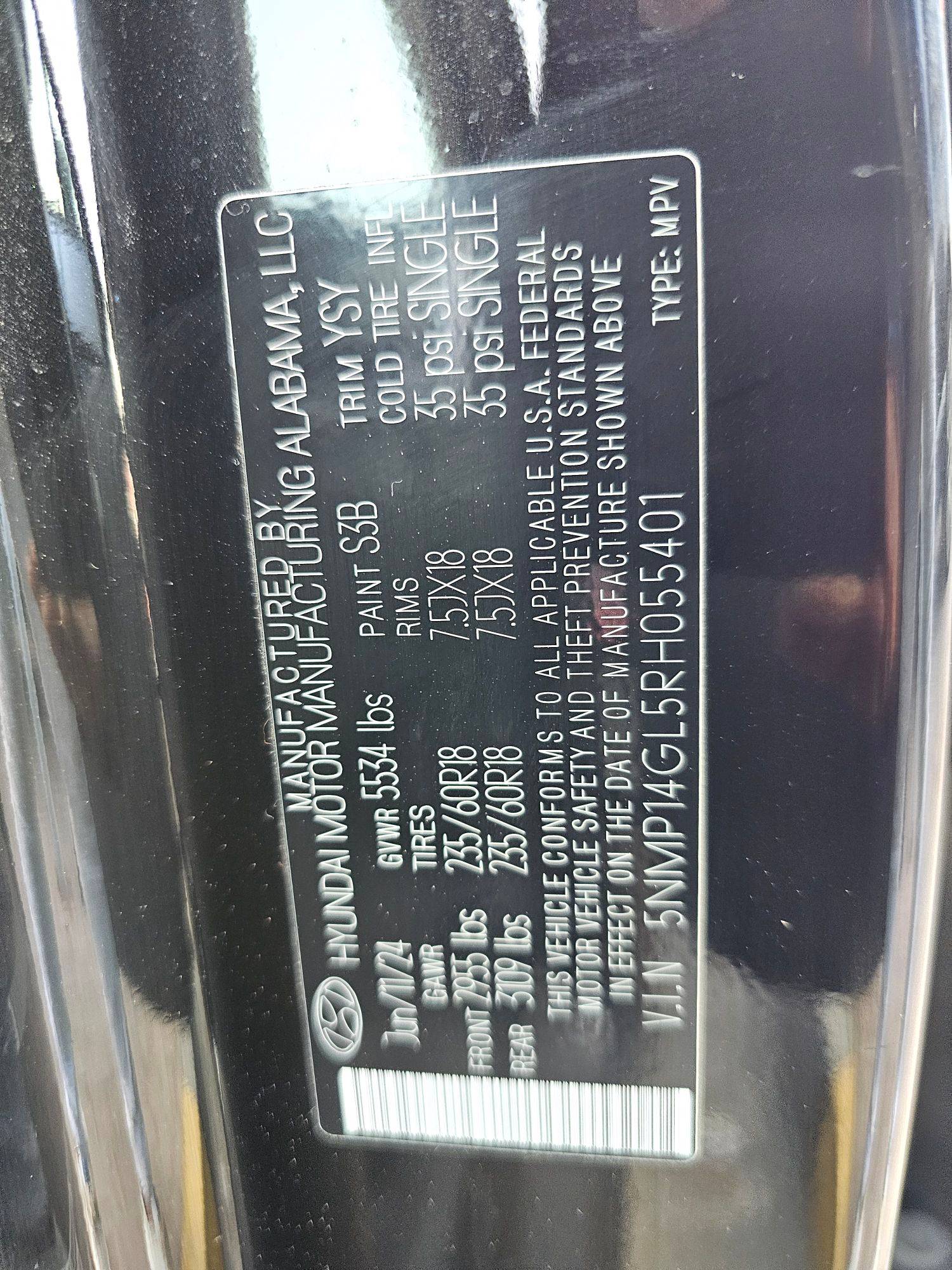 2024 HYUNDAI SANTA FE — 7694 Miles — Lot GL5RH055401 — Souq - Marhaba Auctions Used Cars - Image 9