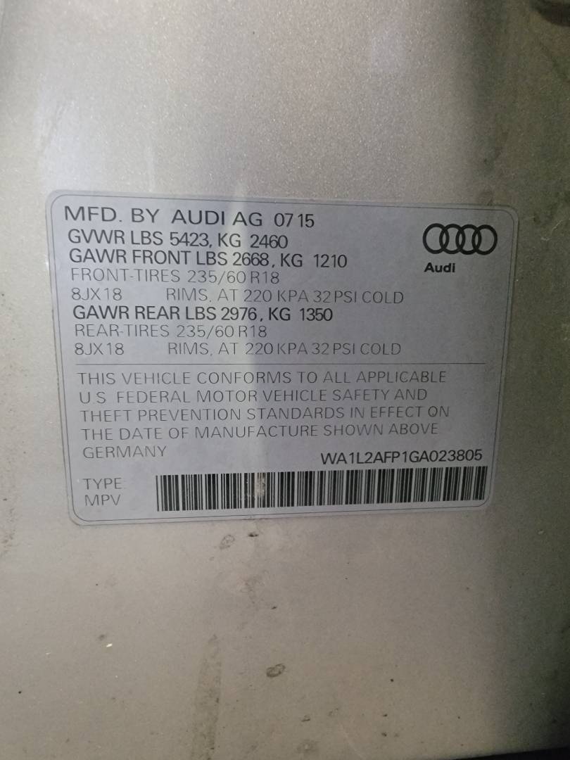 2016 AUDI Q5 — 211609 Miles — Lot 023805 — Main - Marhaba Auctions Used Cars - Image 10
