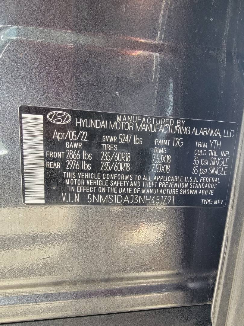 2022 HYUNDAI SANTA FE — 23519 Miles — Lot 65167854 — Souq - Marhaba Auctions Used Cars - Image 10