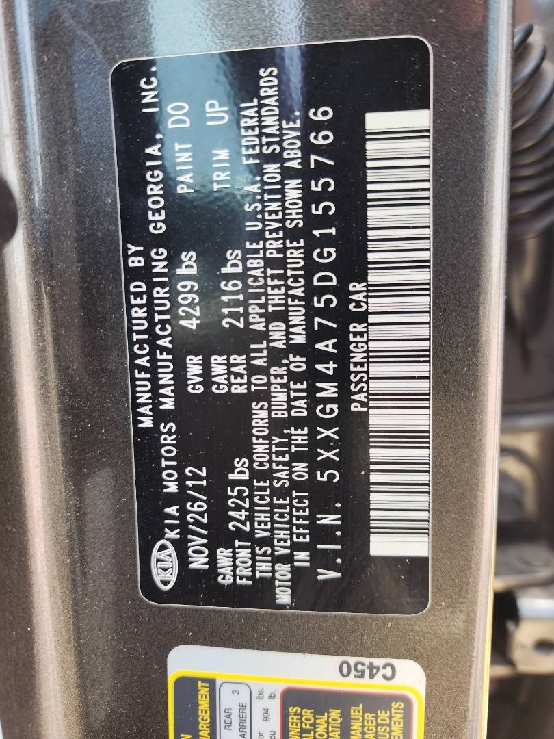 2013 KIA OPTIMA — 124443 Miles — Lot 75233693 - Marhaba Auctions Used Cars - Image 7