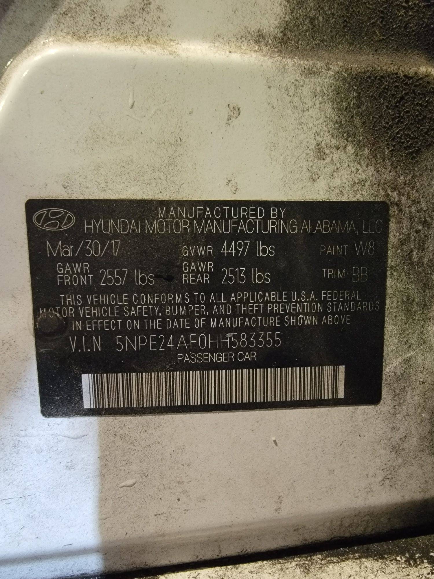 2017 HYUNDAI SONATA — 201485 Miles — Lot 0HH583355 — Main - Marhaba Auctions Used Cars - Image 9