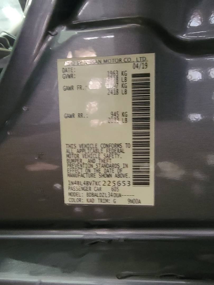 2019 NISSAN ALTIMA — 91215 Miles — Lot C225653 — Main - Marhaba Auctions Used Cars - Image 9