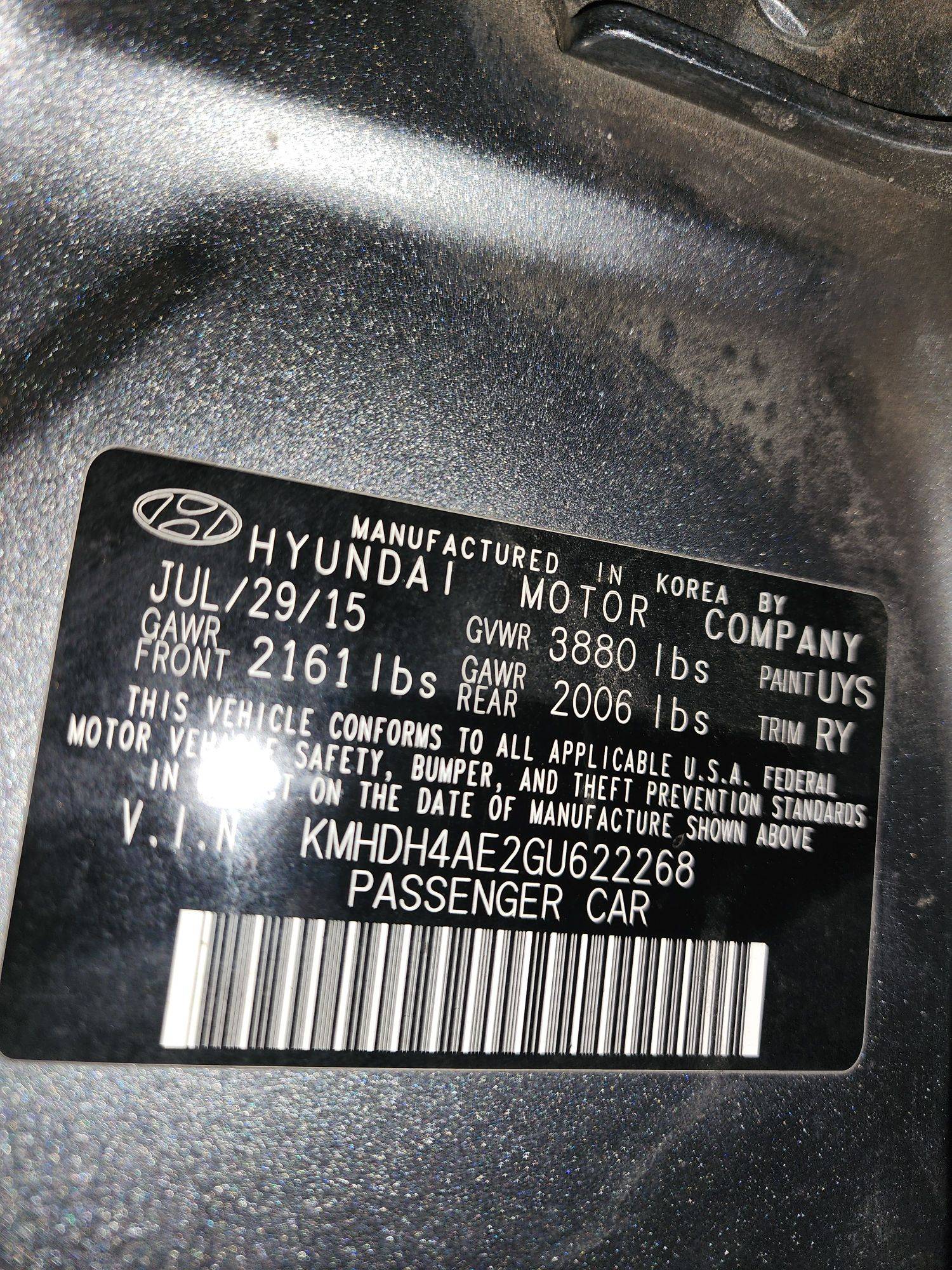 2016 HYUNDAI ELANTRA — 157141 Miles — Lot 50792065 — Al Quoz - Marhaba Auctions Used Cars - Image 11