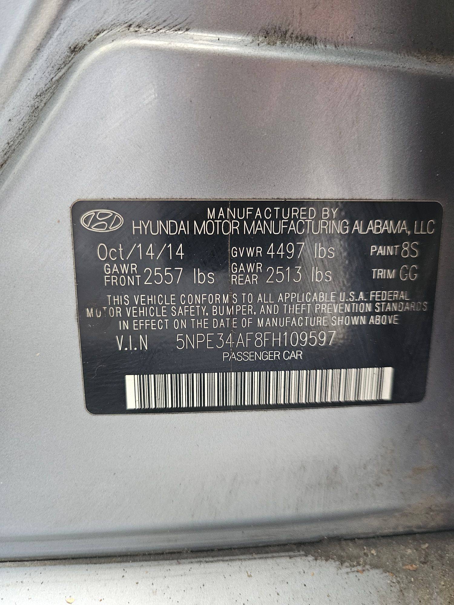 2015 HYUNDAI SONATA — 203818 Miles — Lot 45043525 — Souq - Marhaba Auctions Used Cars - Image 9
