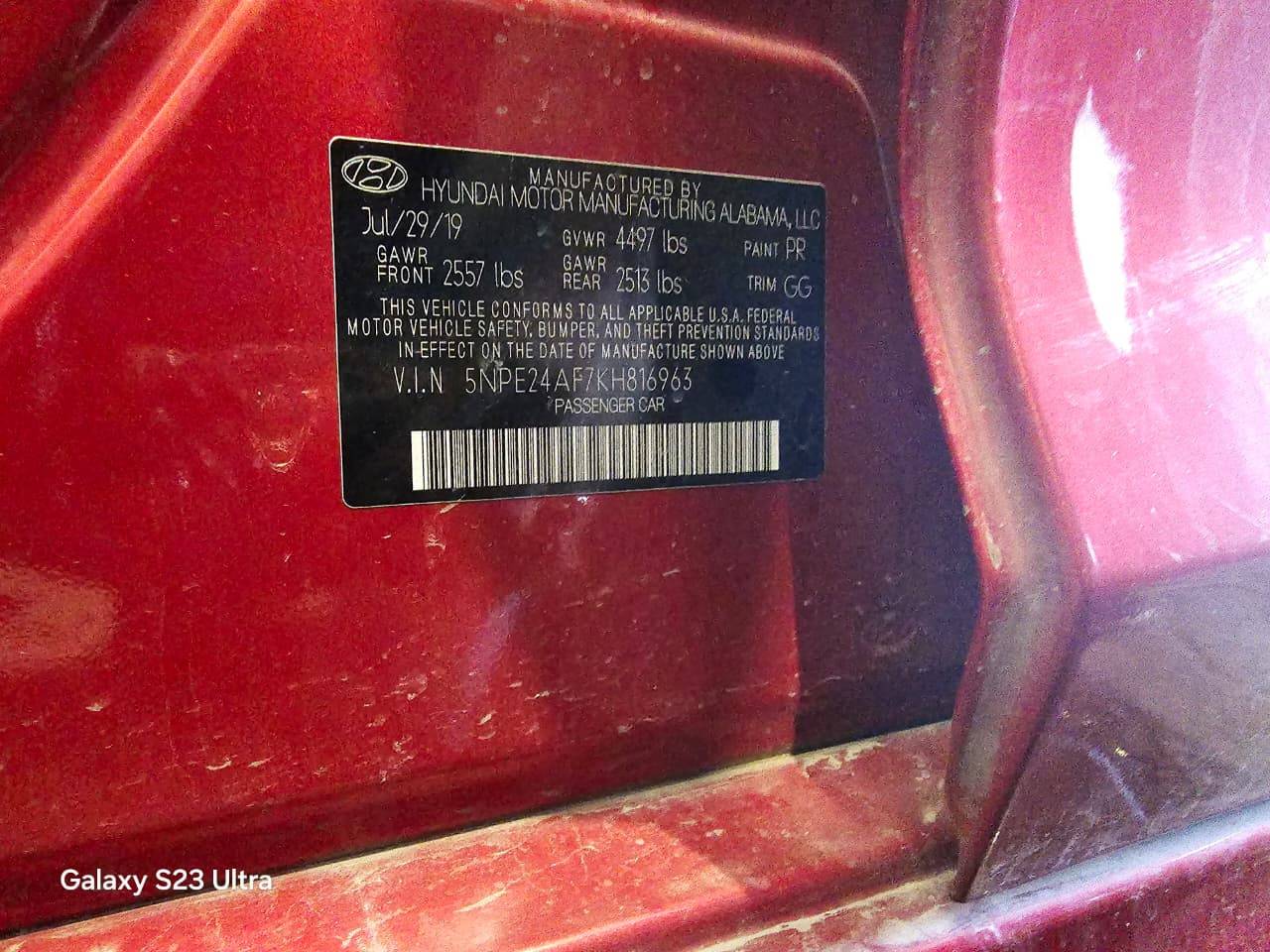 2019 HYUNDAI SONATA — 142745 Miles — Lot KH816963 — Main - Marhaba Auctions Used Cars - Image 10