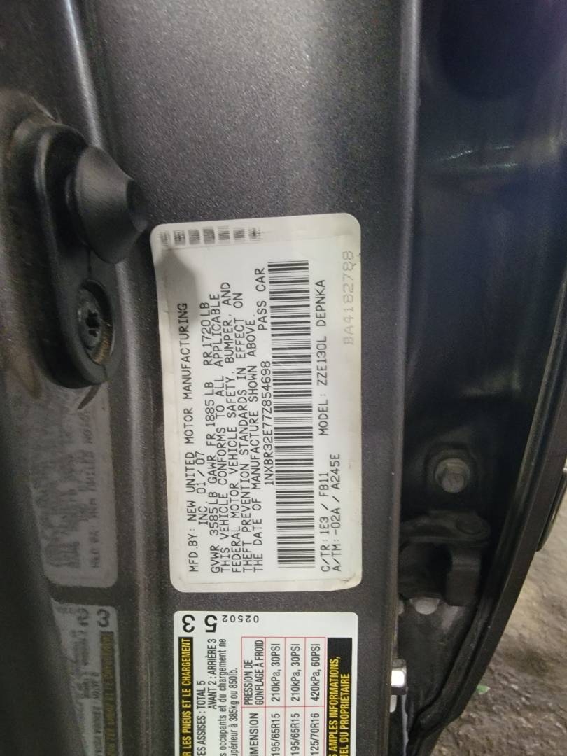 2007 TOYOTA COROLLA — 156723 Miles — Lot 854698 — Main - Marhaba Auctions Used Cars - Image 9