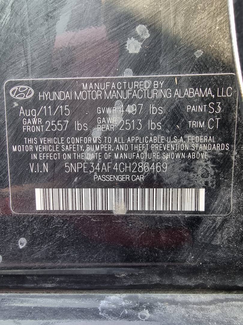 2016 HYUNDAI SONATA — 190479 Miles — Lot 180459 — Ind. 12 - Marhaba Auctions Used Cars - Image 9