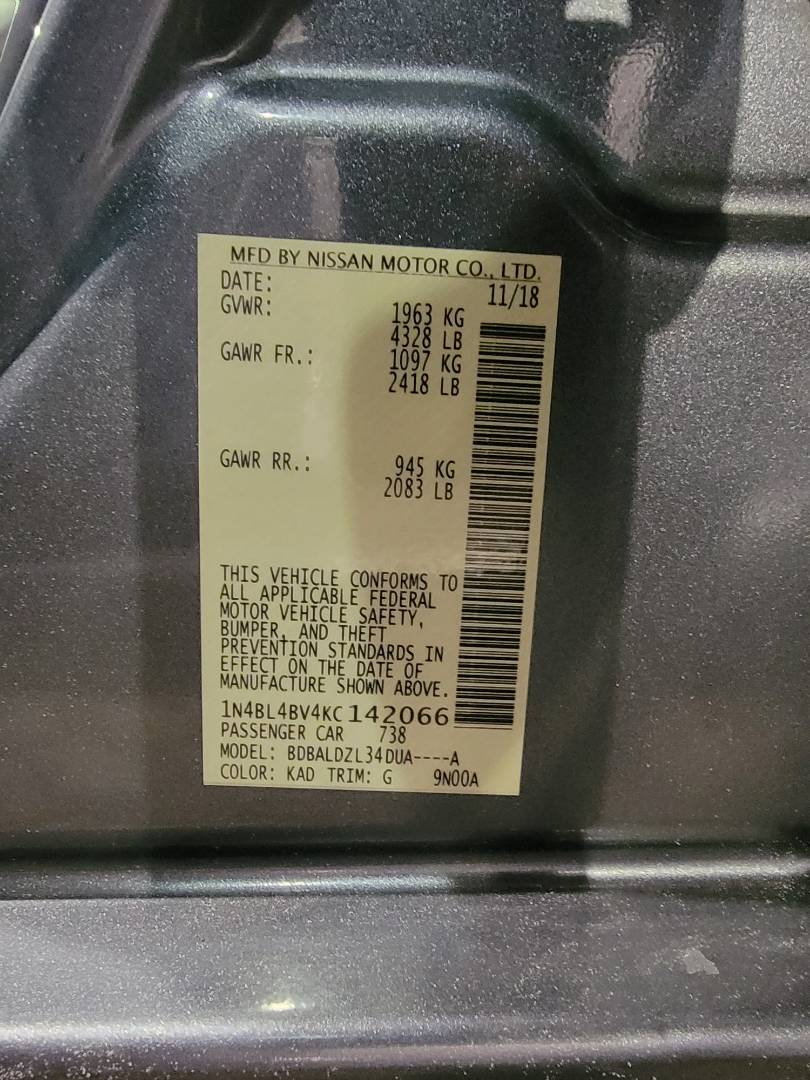 2019 NISSAN ALTIMA — 179921 Miles — Lot C142066 — Main - Marhaba Auctions Used Cars - Image 10