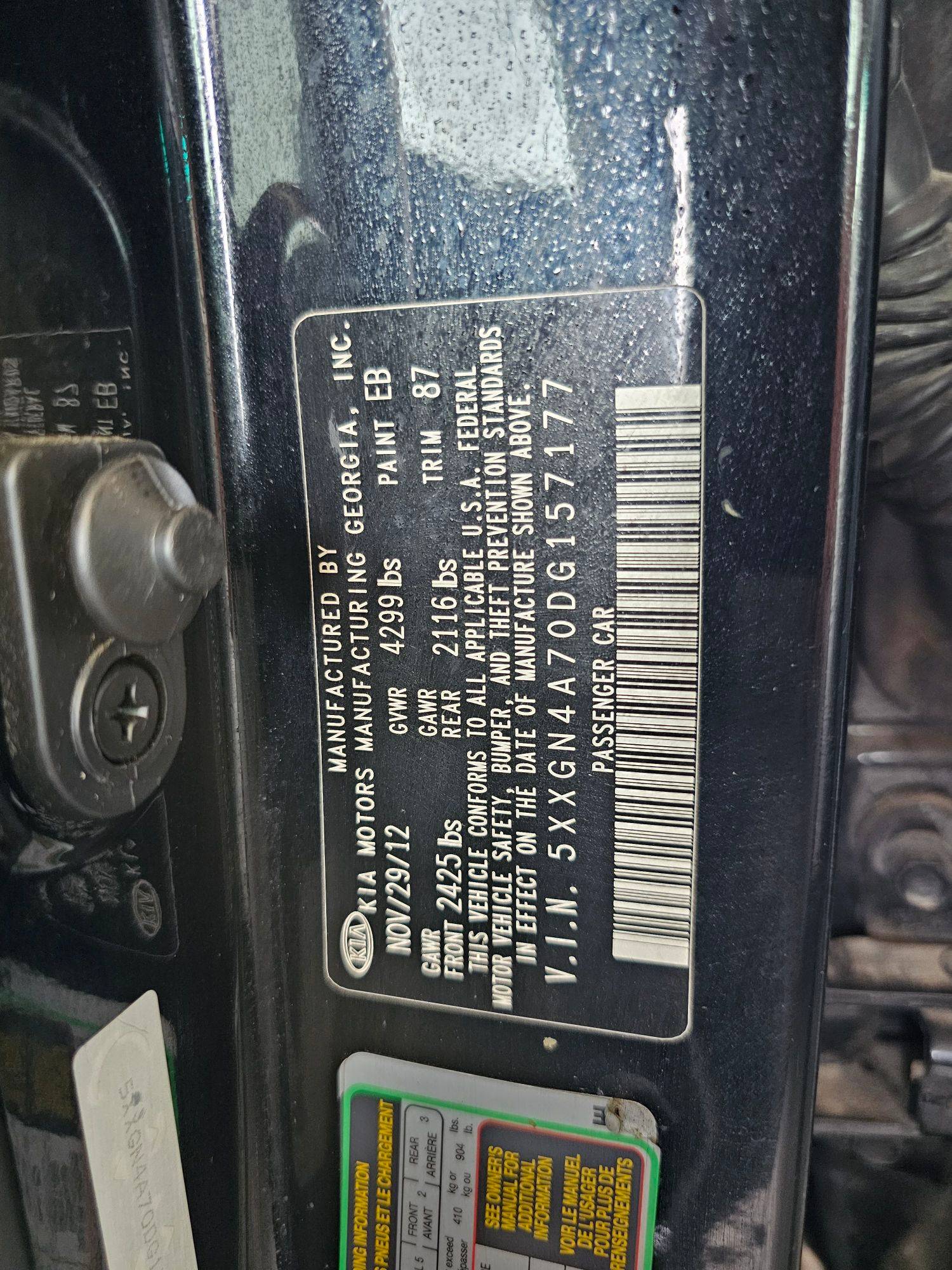 2013 KIA OPTIMA — 125156 Miles — Lot 62907974 — Souq - Marhaba Auctions Used Cars - Image 10