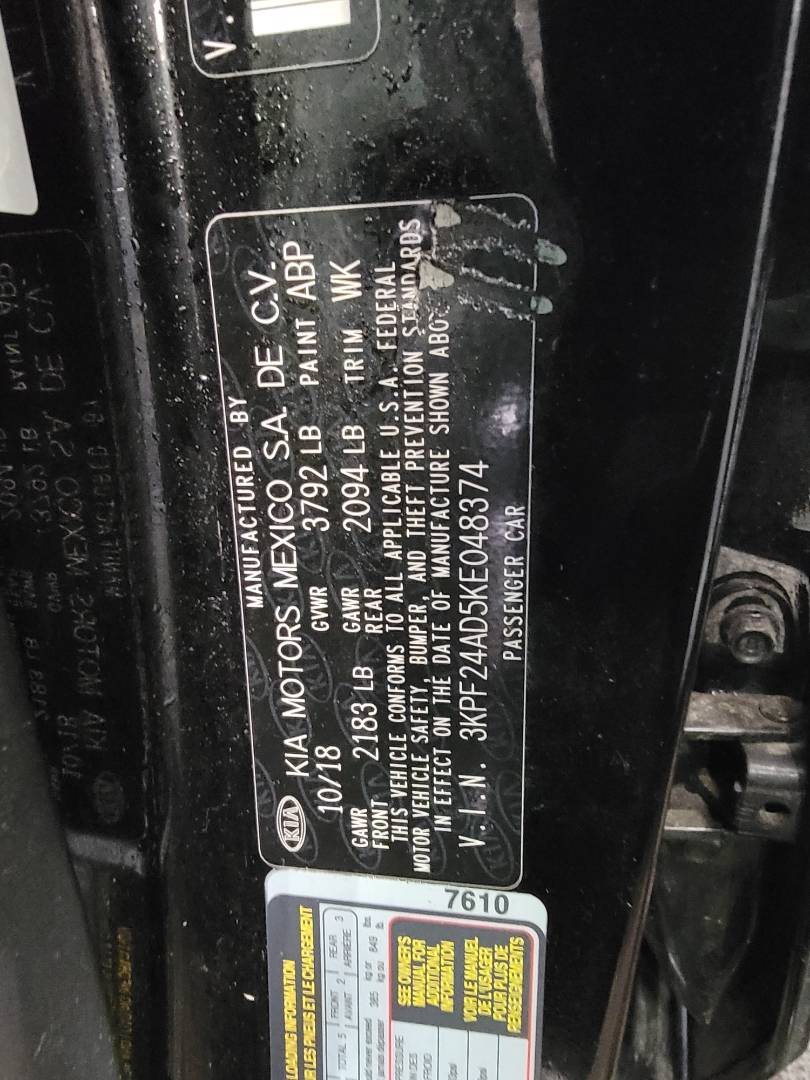 2019 KIA FORTE — 93747 Miles — Lot AD5KE048374 — Main - Marhaba Auctions Used Cars - Image 10