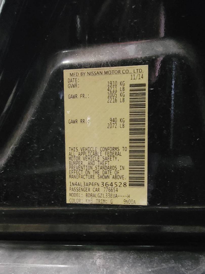 2015 NISSAN ALTIMA — 98781 Miles — Lot 364528 — Main - Marhaba Auctions Used Cars - Image 9