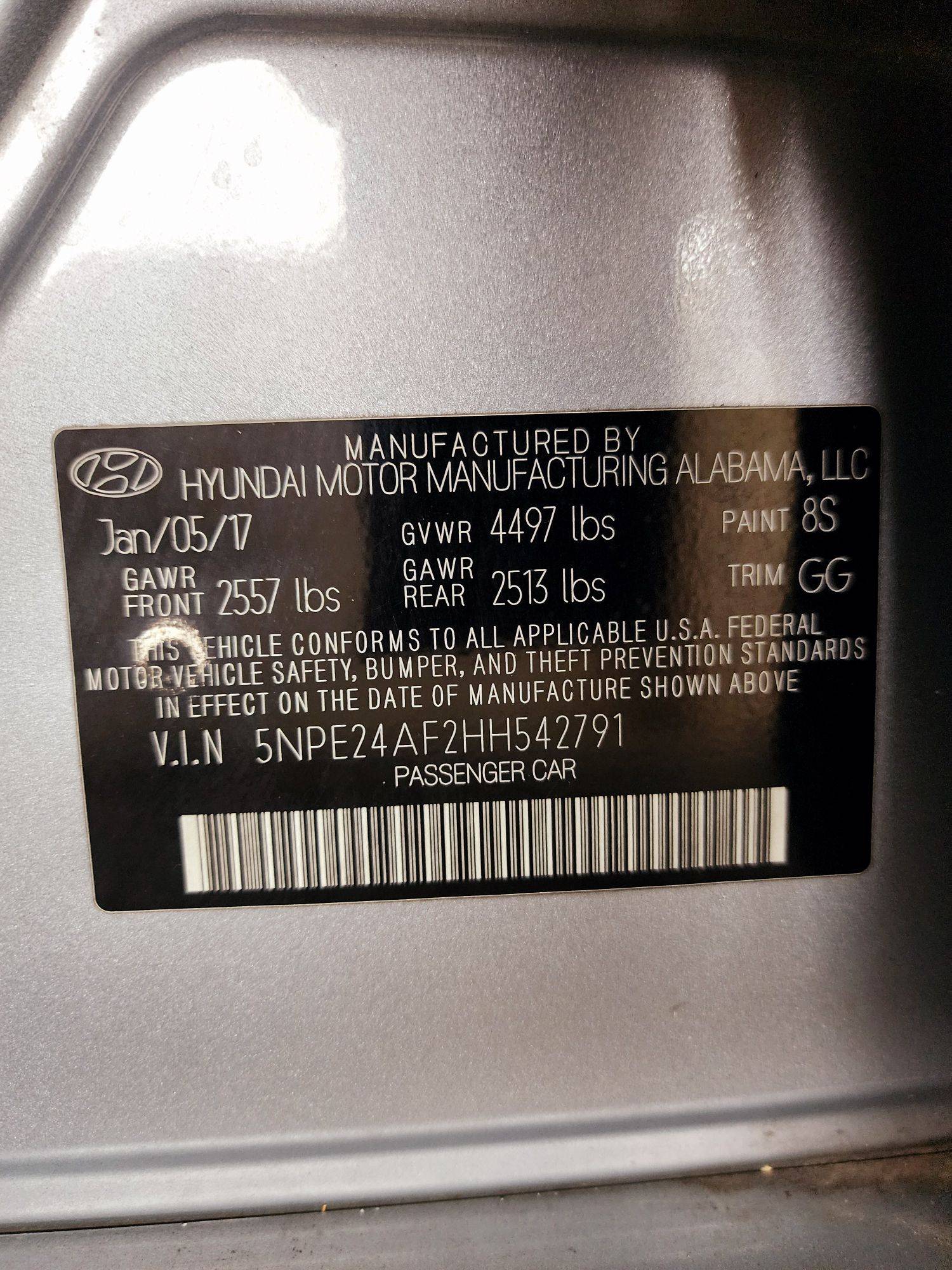 2017 HYUNDAI SONATA — 109316 Miles — Lot 416951 — Souq - Marhaba Auctions Used Cars - Image 9