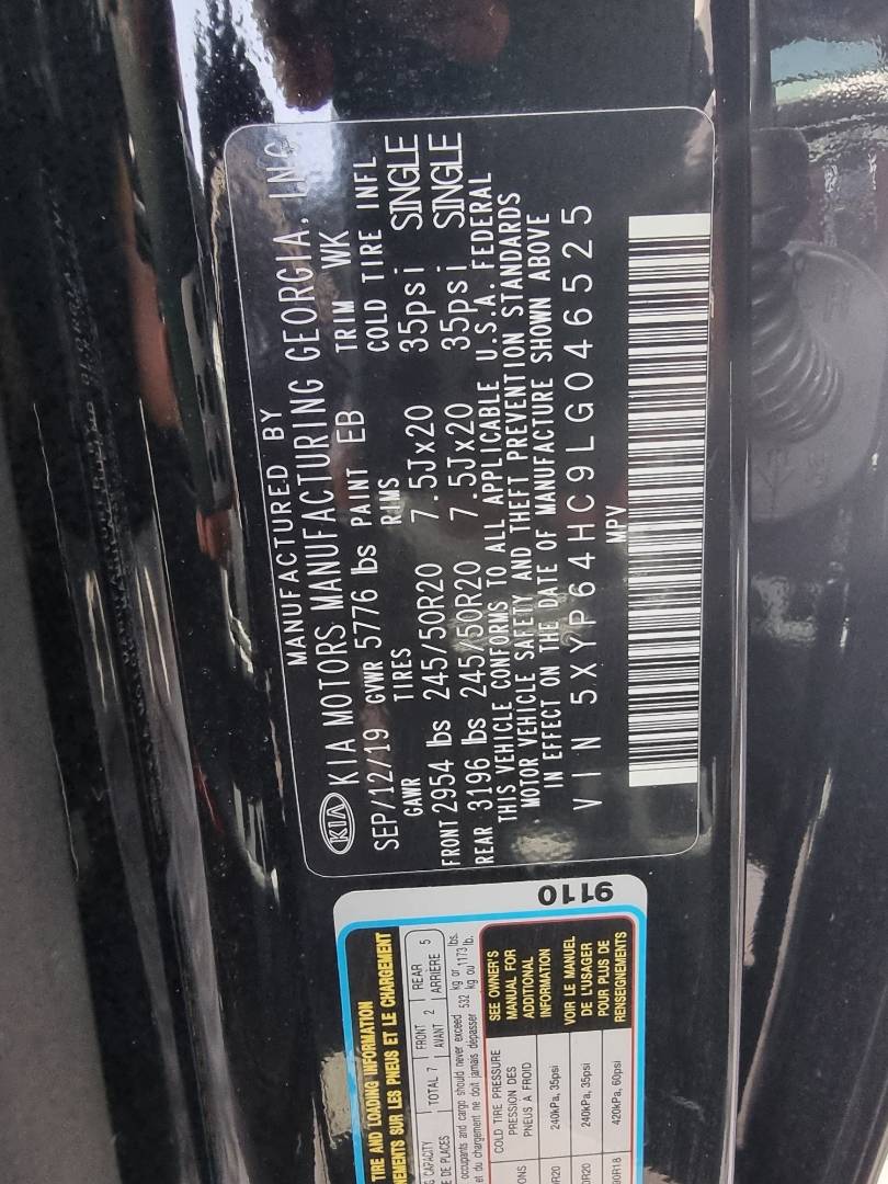 2020 KIA TELLURIDE — 127496 Miles — Lot G046525 — Ind. 12 - Marhaba Auctions Used Cars - Image 9