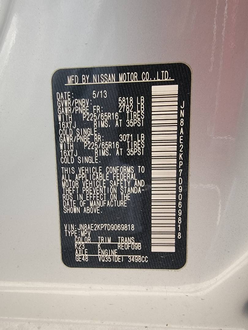 2013 NISSAN QUEST — 148353 Miles — Lot 69818 — Main - Marhaba Auctions Used Cars - Image 10