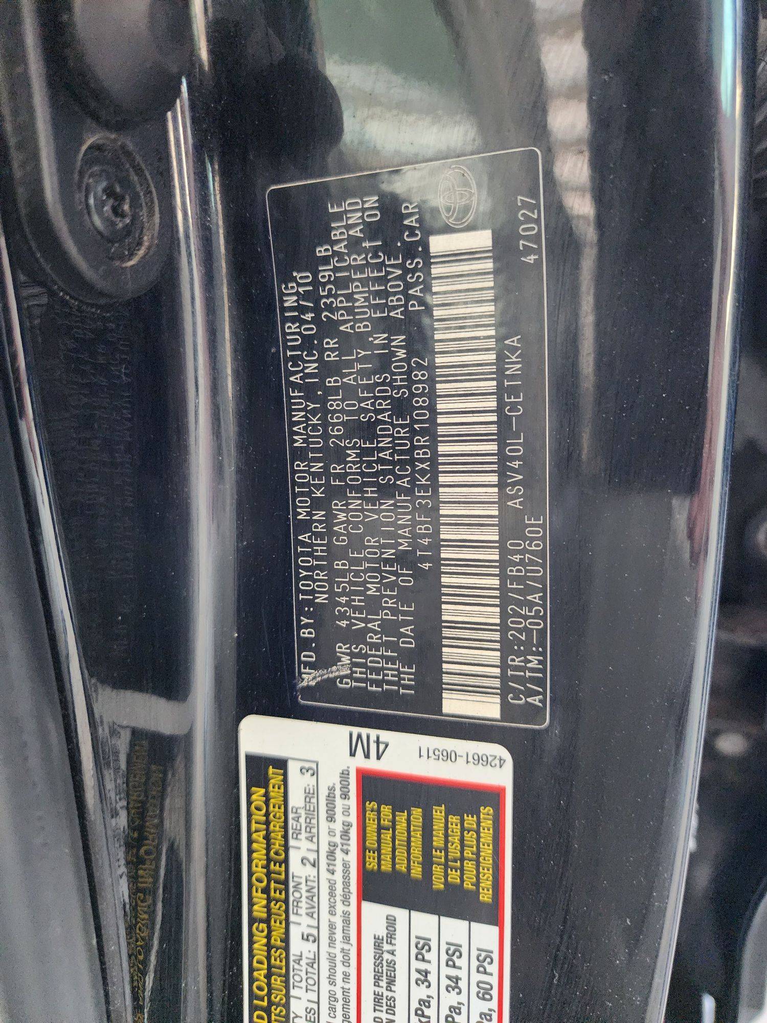 2011 TOYOTA CAMRY — 145860 Miles — Lot 38611756 — Souq - Marhaba Auctions Used Cars - Image 8