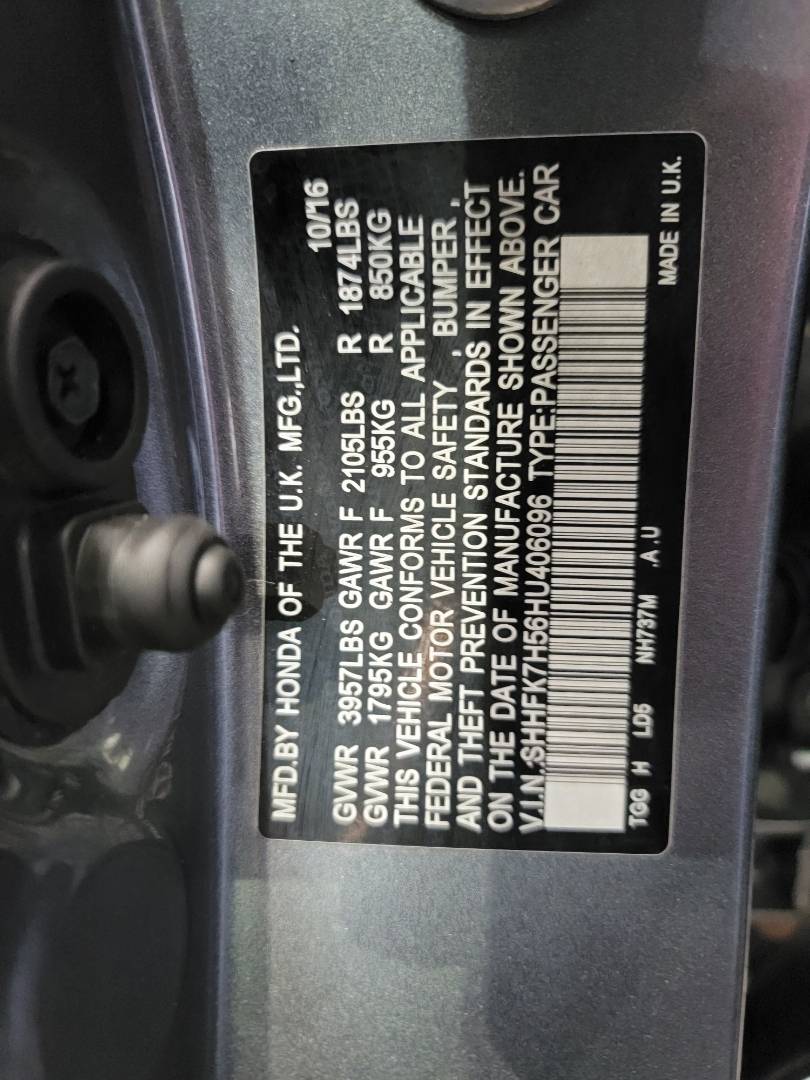 2017 HONDA CIVIC — 174087 Miles — Lot U406096 — Main - Marhaba Auctions Used Cars - Image 9